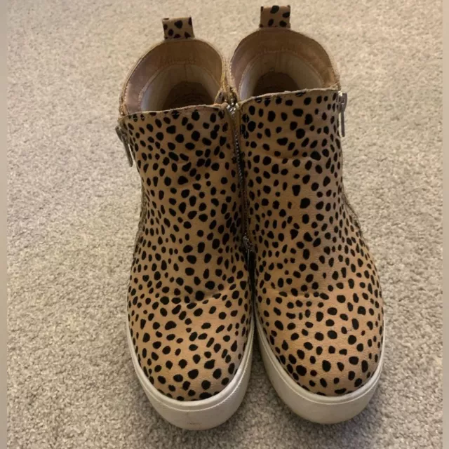 Leopard Animal Print Platform Zipper Sneaker Booties Brown Black