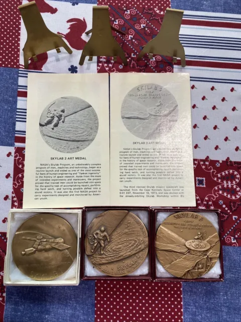 Skylab 1-2-3 Bronze Medals Metallic Art Co With Boxes