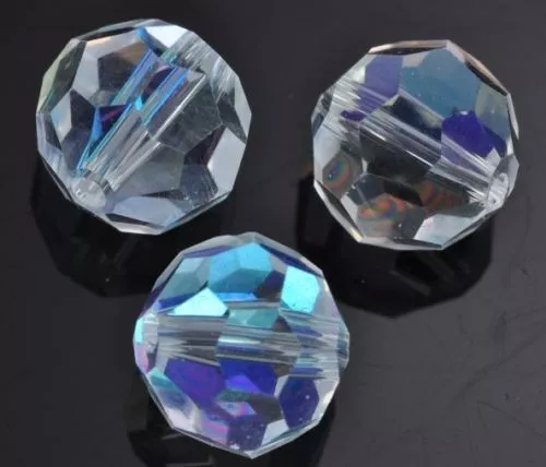 Round Clear AB Faceted Czech Crystal Glass Beads for Jewellery Making Craft