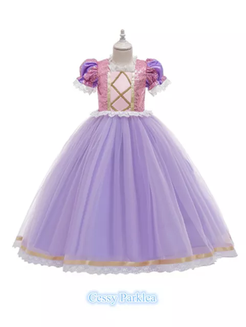 Z-A3-3 Girls Rapunzel Sofia Princess Tutu Dress Kids Fairytale Book Week Costume 2