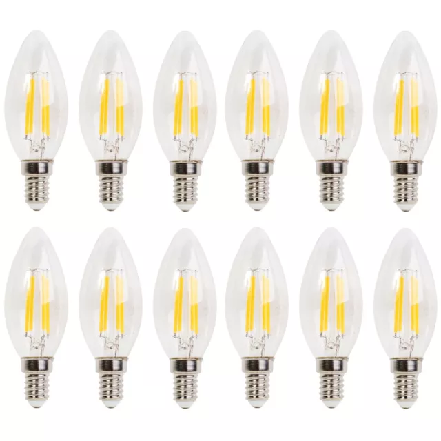 12 LED-Lampe Filament E14 Kerze 4W 40W 2700K Birne Leuchtmittel Kerzen Glühbirne