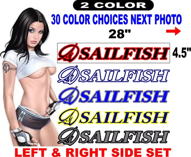 SAILFISH BOAT DECAL BOATS DECALS 30 COLOR OPTIONS message me for other sizes