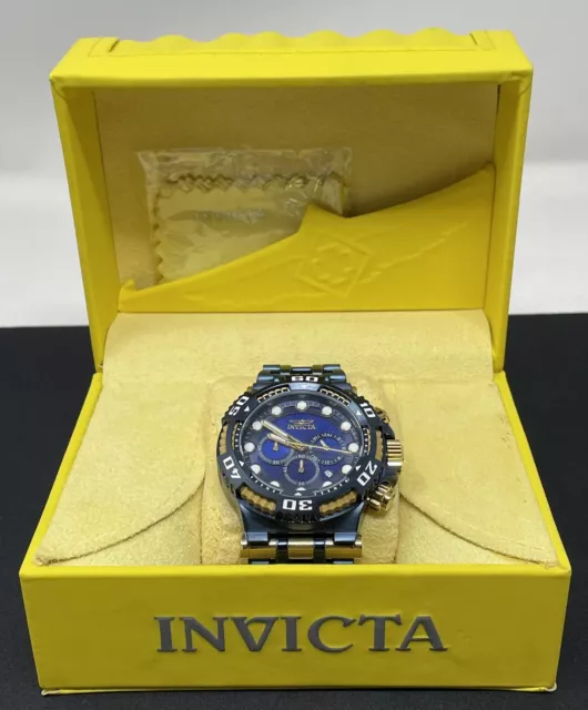 NEW Invicta Specialty Blue/Yellow Gold Steel 30646 Men's Quartz Watch 50mm READ