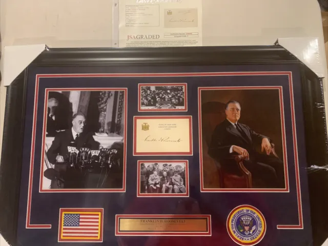 Franklin D. Roosevelt autograph signed President Cut Photo collage framed JSA