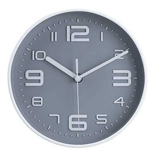 Topkey Orologio da parete rotondo silenzioso da 8 pollici facile da (Z8F)