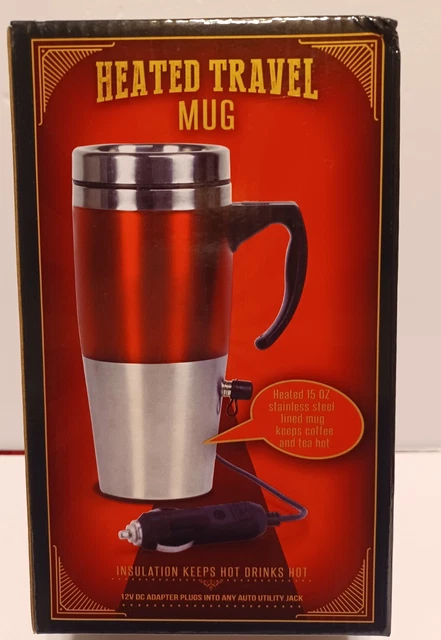 Heated Travel Mug Stainless Steel 12V Coffee Mug Brand New