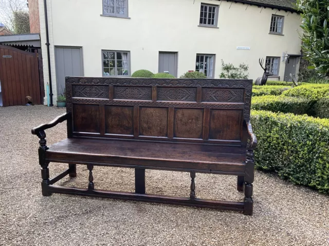 Antique Oak 18th Century Bench Settle.