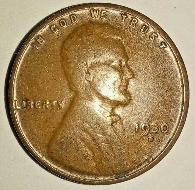 1930 S Usa Lincoln Head Penny - Small Cent - One Cent Coin - Wheat 1930-S