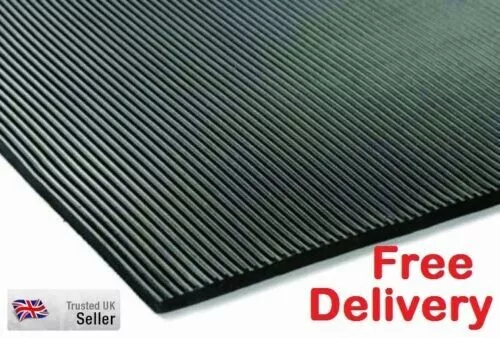 Cheapest AntiSlip FINE Ribbed Rubber Flooring Protection Matting 1.2mx1m 5mm