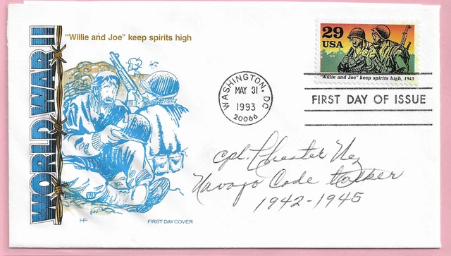 Chester Nez ORIGINAL Navajo Code Talker Signed World War 2 First Day Cover!
