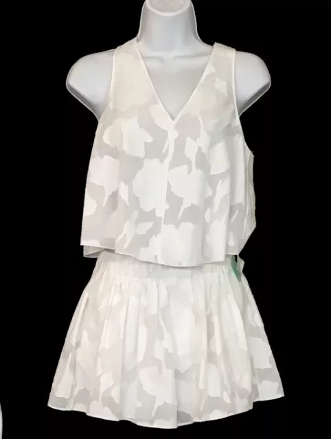 Rag And Bone Shorts And Sleeveless Sheer Top White Cotton Floral Pattern Size Xs