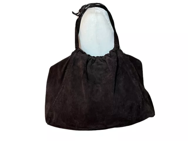 Sigrid Olsen Ribbed Leather Brown Hobo Bag Shoulder Purse