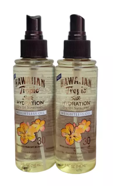 2 Hawaiian Tropic Weightless Hydration Dry Oil Sunscreen Mist SPF 30 5oz NO CUP