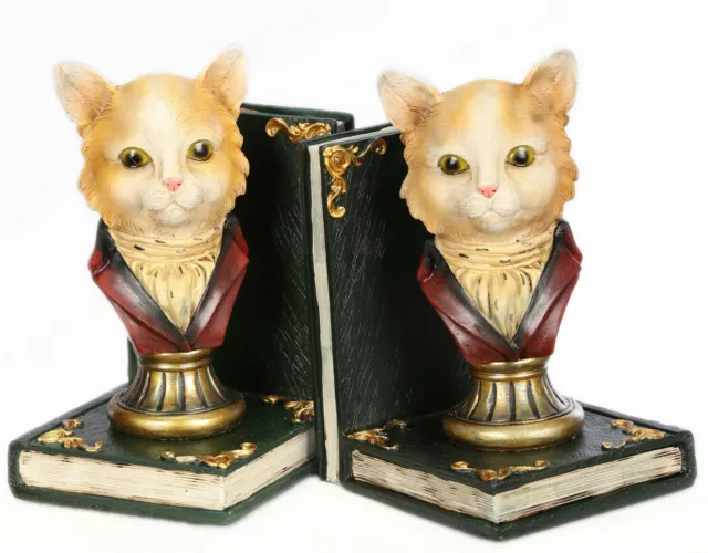 2xBuchstütze Halterung Buchaufsteller Buchstopper Katze Katzenfigur Art Deko