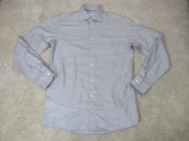 Eton Contemporary Textured Twill Dress Shirt Mens 38 15 Chevron Black White