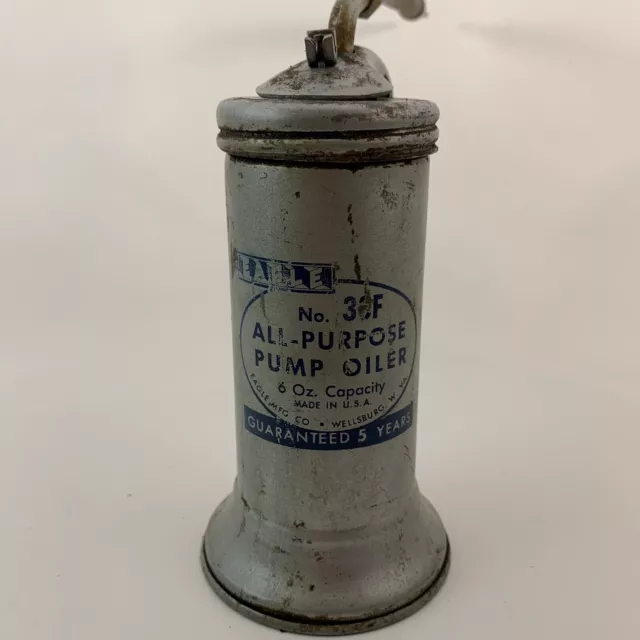 Vintage Eagle Oil Can Oiler No. 33F Finger Pump 6 Oz Usa