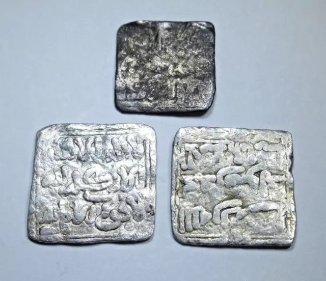 Morocco Spanish 1100s-1200s Islamic Caliphate Silver Square Dirham Antique Coin