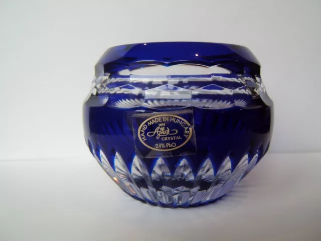 vase ajka 1878 crystal blue cobalt hand made in hungary