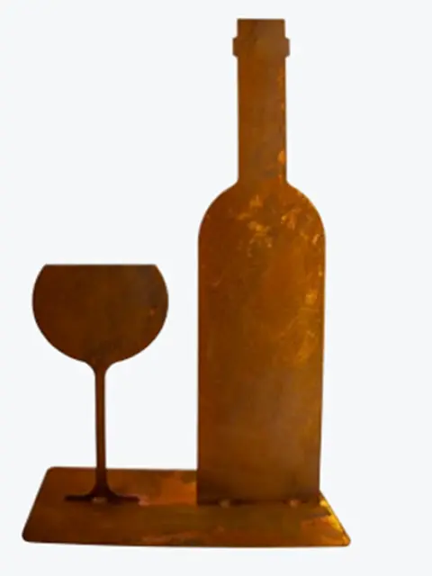 NEU ! Vinothek 40 cm aus Metall in Edelrost Weinflasche Weinglas Kellerei Deko