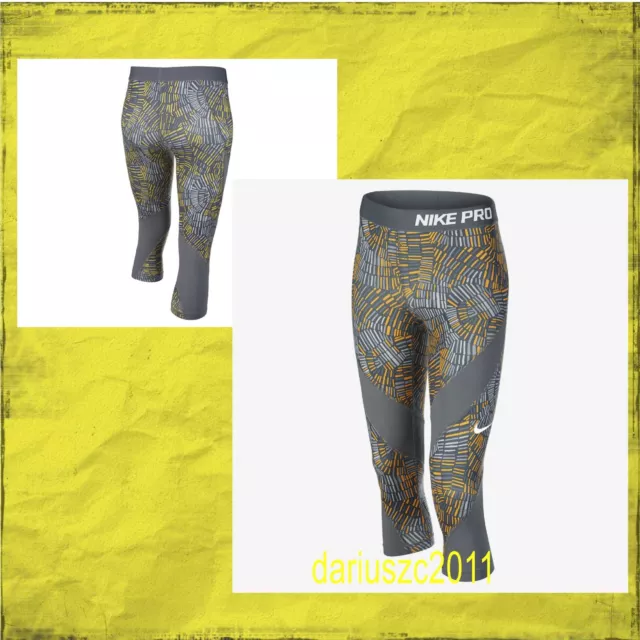 $50 Nike Girls PRO Hypercool Training Capri Leggings Pants Gray Size M