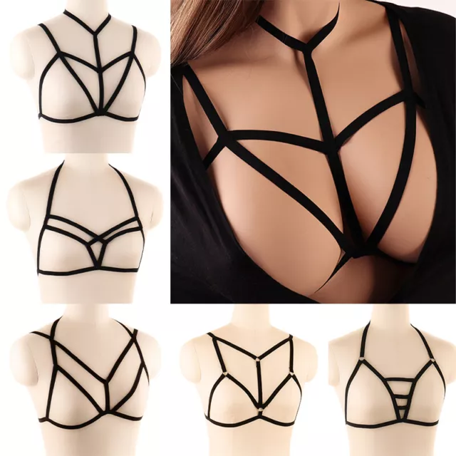 Sexy Women Harness Halter Body Harness Bra Caged Cupless Gothic Strappy Bralette