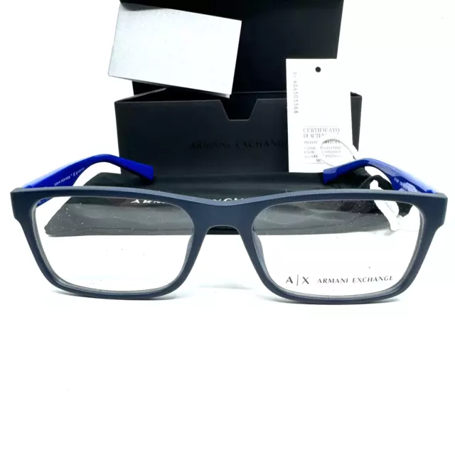 Armani Exchange AX3038F 8198 Eyeglasses Men Blue Rectangle 56-17-140 H9646