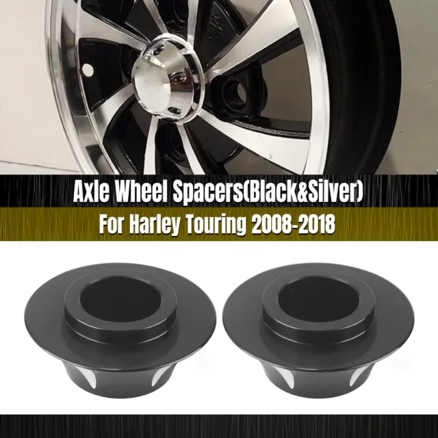 2x Front Tapered Axle Wheel Spacers Kit For Harley Touring 2008-2018 Black White