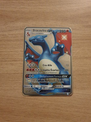 Carte Pokémon Fr Dracaufeu Gx shiny Pv 250 Métal silver Carte argent Neuf