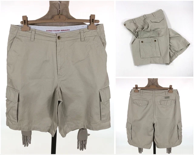 Vintage GANT Logo "USA 1949" Cargo Pocket Bermuda Cotone Chino Pantaloncini...