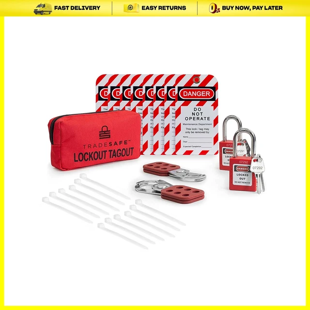 TRADESAFE Lockout Tagout Kit with Hasps Lockout Tags Red Loto Locks | OSHA ...