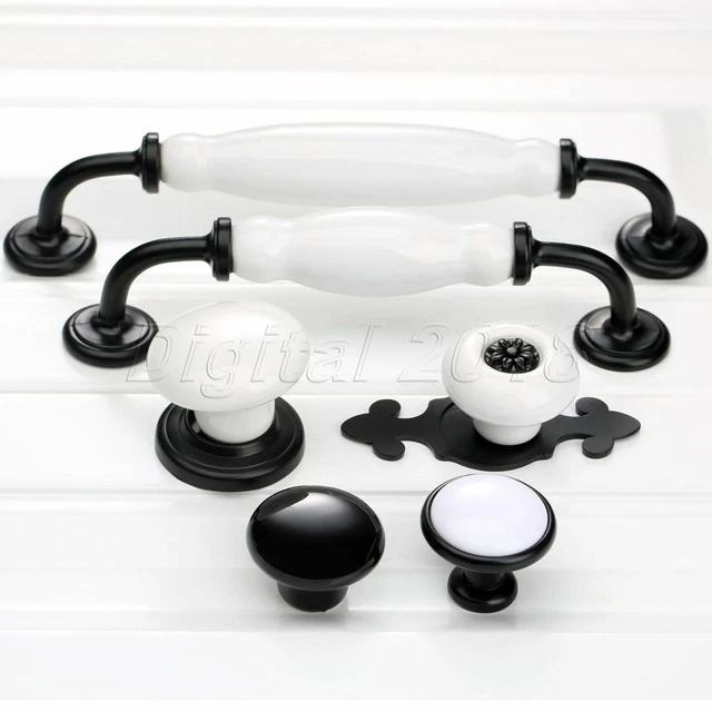 Retro White Ceramic Pulls Handle Knobs For Cabinet Drawer Kitchen Door Furniture