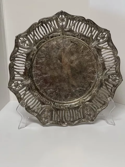 Godinger Serving Plate 13x13 Vintage Unique Design Silver Plated