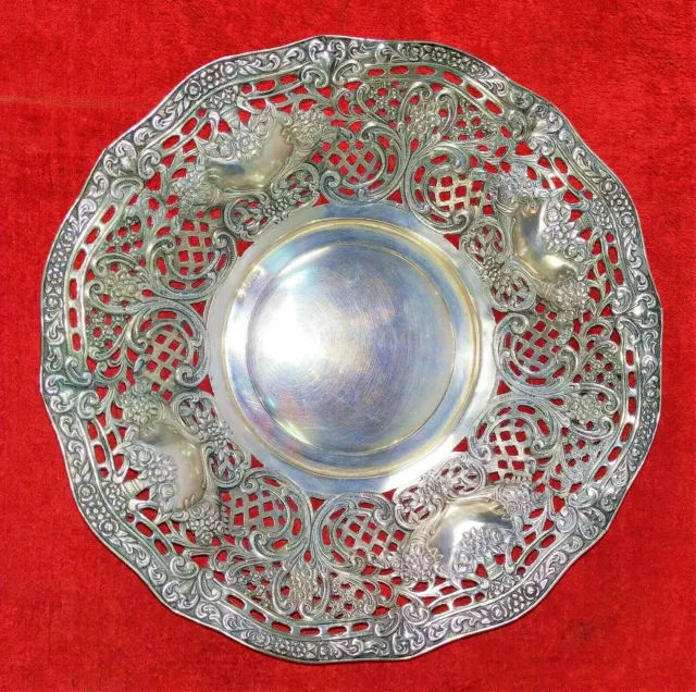 Fruit Bowl Or Table Centerpiece. Punched Silver. Bagues Brands. Spain.circa 1950