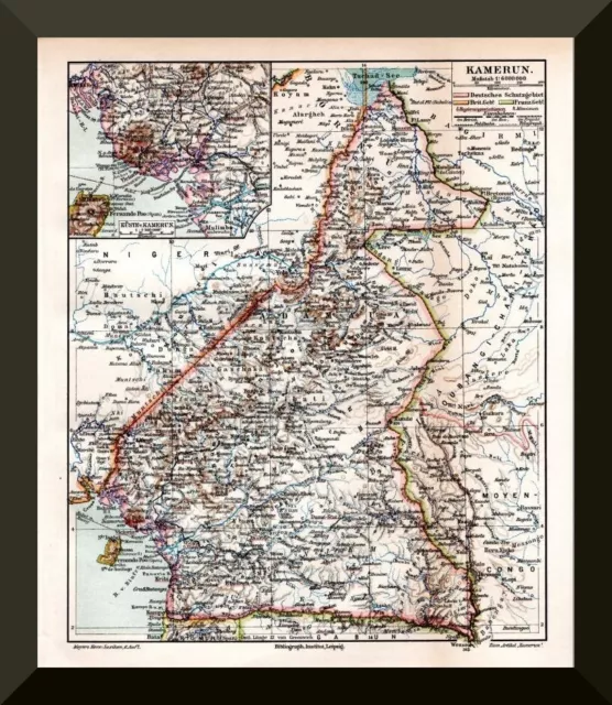 +Kamerun+ historische Landkarte von 1905 +Deutsche Kolonie, Cameroun+