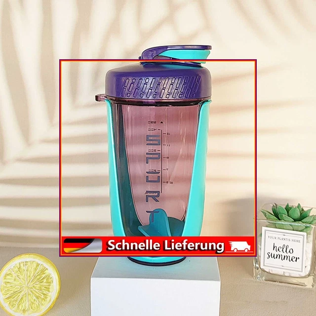 Botellas agitadoras de 590 ml unisex taza batido deporte caldera con mango (azul claro)