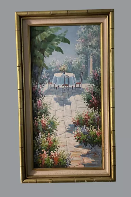 Shabby Chic Vintage Home, Office interior Formal Tea party table oil painting