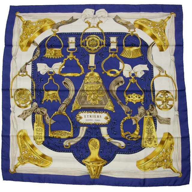 HERMES Carre 90 ETRIERS Silk Scarf F/S