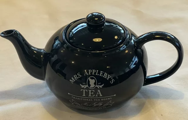 Traditional Tea Rooms Mrs Appleby's Teapot Black Teapot Kitchen Cafe Home Decor 2