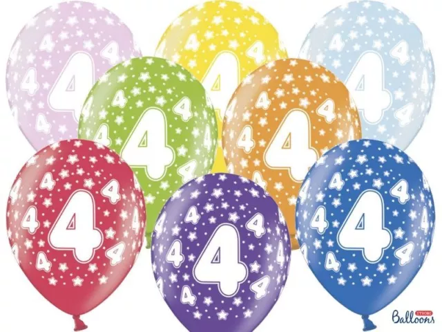 50 PALLONCINI lattice 30 cm numero 4 COMPLEANNO 4 ANNI 0F25