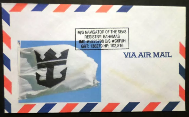 ms Navigator of the Seas . Royal Caribbean Flag . Ship Board Stamp Postal Cover