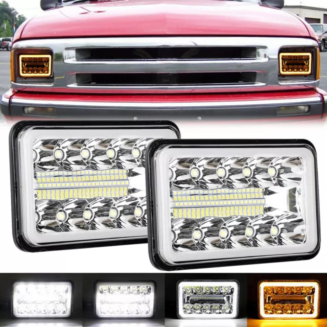 Pair 4x6" LED Headlights Hi-Lo Beam DRL for Chevy S10 Blazer 1994 1995 1996 1997