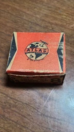 Vintage Atlas Tack Corporation Upholstery Tack Box Almost Full