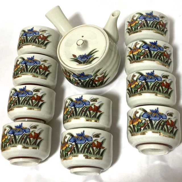 Kutani Ware Teapot Money Teacup Set Gold Advanced 10 Teacups
