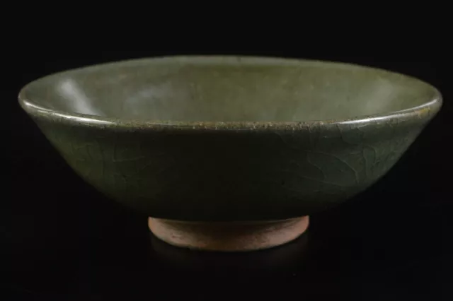 H7936: Japanese Old Kiyomizu-ware Celadon TEA BOWL Green tea tool Tea Ceremony