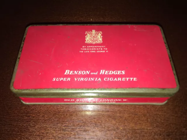 Vintage Benson and Hedges Super Virginia Cigarette Tin - To Hold 50 Cigarettes