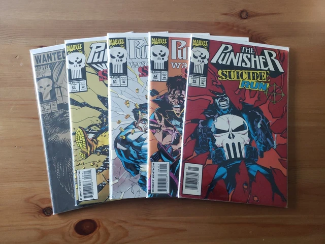 The Punisher 5-issue comic lot (Marvel Comics) Foil/Embossed/Paper covers!