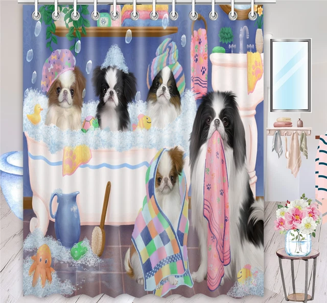 Halloween Japanese Chin Dog Shower Curtain Bathtub Screens Personalized Hooks
