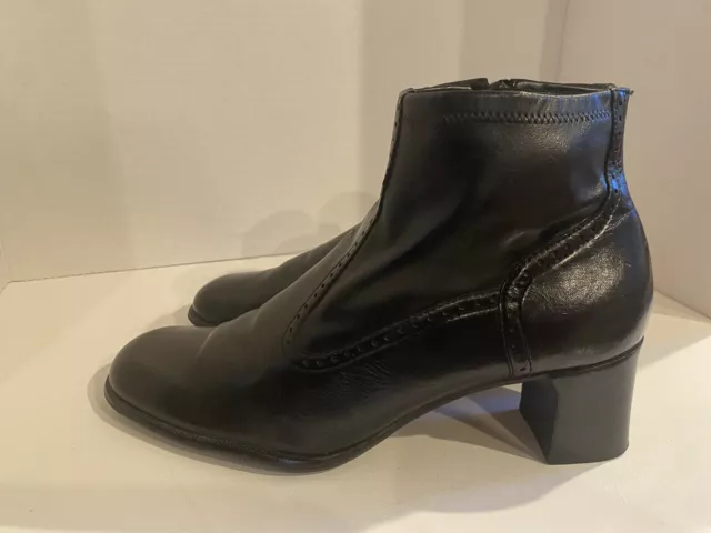 Franco Sarto Leather Women's Ankle Side Zip Boots Black 7.5