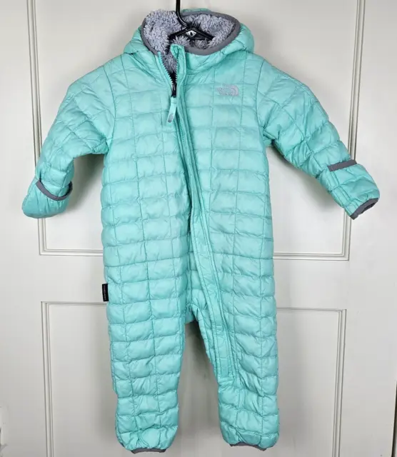 The North Face Infant Thermoball Mint Green One Piece Snowsuit 12-18 Months