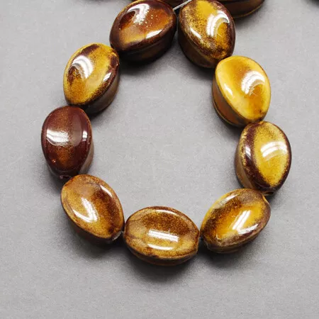 Porzellanperlen Porzellan Perlen Keramik Olive Gelb 16x10mm 10 Stück